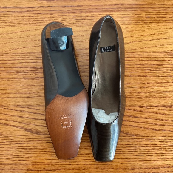 Stuart Weitzman Patent Leather Low Block Brown Heels Shoes 9.5 - Picture 9 of 11